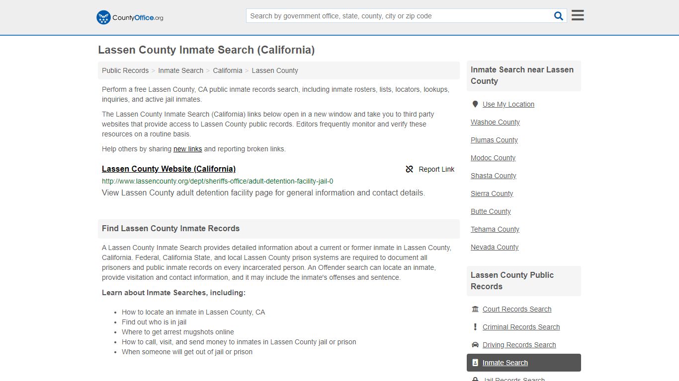 Inmate Search - Lassen County, CA (Inmate Rosters & Locators)