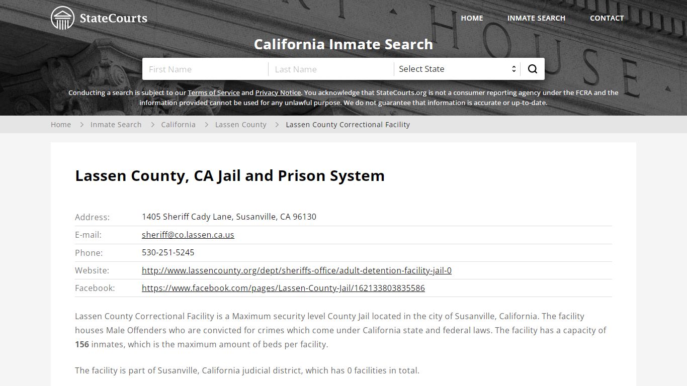 Lassen County Correctional Facility Inmate Records Search ...